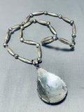 Rare Longer Vintage Native American Navajo Turquoise Torpedo Sterling Silver Necklace Old-Nativo Arts