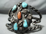 Heavy Thick Coiled Vintage Native American Navajo Carico Lake Turquoise Sterling Silver Bracelet-Nativo Arts