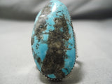 One Of The Biggest Huge Native American Navajo Persin Turquoise Sterling Silver Ring-Nativo Arts