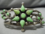 Native American One Of Best Vintage Mexican Gaspeite Sterling Silver Bracelet Old-Nativo Arts