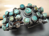 Heavy Native American Navajo Green Spiderweb Turquoise Coiled Sterling Silver Bracelet-Nativo Arts