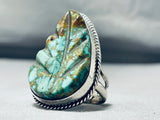 One Of Most Detailed Ever Vintage Native American Navajo Royston Turquoise Sterling Silver Ring-Nativo Arts