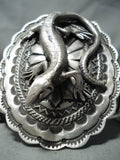 Colossal Lizard Native American #8 Turquoise Sterling Silver Bracelet-Nativo Arts