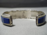 Thick Heavy!! Vintage Native American Navajo Lapis Onyx Sterling Silver Bracelet-Nativo Arts