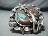 Massive San Felipe Native American 8 Turquoise Sterling Silver Gecko Ring-Nativo Arts