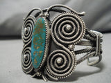 Most Intricate Vintage Native American Navajo Sterling Silver Coil Royston Turquoise Bracelet-Nativo Arts