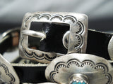 Superb Vintage Native American Navajo Kingman Turquoise Sterling Silver Concho Belt-Nativo Arts