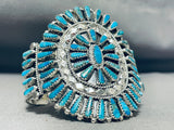 Tremendous Native American Navajo Huge Turquoise Cluster Sterling Silver Tommy Lowe Bracelet-Nativo Arts