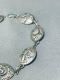 Ancient Native American Navajo Petroglyph Vintage Native American Navajo Yazzie Sterling Silver Link Bracelet-Nativo Arts