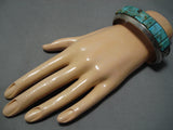 Museum Quality Vintage Native American Navajo Royston Turquoisr Thick Sterling Silver Bracelet-Nativo Arts
