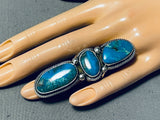 Important Rick Martinez Native American Navajo Triple Turquoise Sterling Silver Earrings-Nativo Arts