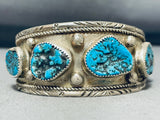 Amazing Vintage Native American Navajo 5 Sleeping Beauty Turquoise Sterling Silver Bracelet-Nativo Arts