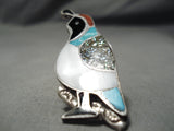 One Of The Best Vintage Native American Zuni Turquoise Sterling Silver Quail Ring Old-Nativo Arts