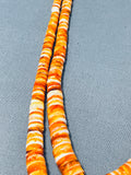 Native American Lupe Lovato Santo Domingo Orange Spiny Oyster Sterling Silver Necklace-Nativo Arts