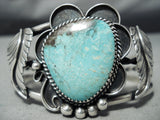 Rare Blue Diamond Turquoise Vintage Native American Navajo Sterling Silver Bracelet-Nativo Arts
