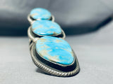 One Of The Heaviest Ever 50 Gram Vintage Native American Navajo Turquoise Sterling Silver Ring-Nativo Arts