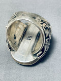Heavy Mens 25 Gram Vintage Native American Navajo Turquoise Leaf Sterling Silver Ring Old-Nativo Arts