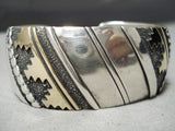 Authentic Vintage Native American Navajo Thomas Singer Sterling Silver Gold Bracelet Old-Nativo Arts