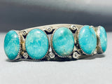 Heavy Vintage Native American Navajo Green Domed Turquoise Sterling Silver Bracelet-Nativo Arts