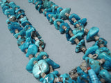 Fabulous Vintage Navajo Kingman Turquoise Necklace Native American Old-Nativo Arts