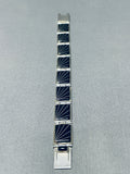 Native American Very Rare Vintage Navajo Onyx Sterling Silver Link Inlay Bracelet-Nativo Arts