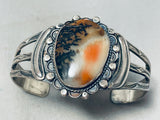 Very Old And Early Vintage Native American Navajo Petrified Wood Sterling Silver Bracelet-Nativo Arts