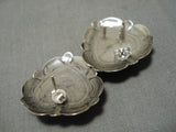 Wonderful Rare Vintage Native American Navajo #8 Turquoise Sterling Silver Earrings Old-Nativo Arts