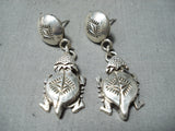 Whimsical Nel Morton Navajo Sterling Silver Earrings Native American-Nativo Arts