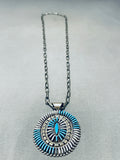 Unique Vintage Native American Needle Turquoise Shell Sterling Silver Necklace-Nativo Arts