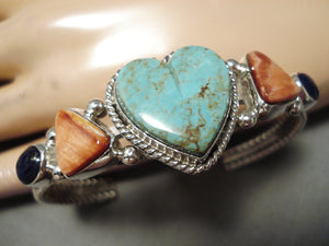 Incredible Twist Coil Vintage Native American Navajo Heart Turquoise Sterling Silver Bracelet-Nativo Arts