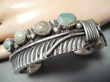 Heavy Leaf Navajo Royston Turquoise Sterling Silver Bracelet Native American-Nativo Arts