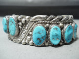 Signed Vintage Native American Navajo Morenci Turquoise Sterling Silver Bracelet-Nativo Arts