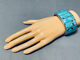 The Best Vintage Native American Navajo Blue Diamond Turquoise Sterling Silver Bracelet-Nativo Arts