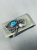 Noteworthy Vintage Native American Navajo Morenci Turquoise Sterling Silver Money Clip-Nativo Arts