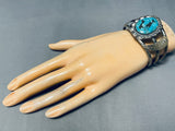 Museum Vintage Native American Navajo Rare Deposit Kingman Turquoise Sterling Silver Bracelet-Nativo Arts
