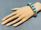 Elegant Vintage Native American Navajo Blue Gem Turquoise Sterling Silver Bracelet-Nativo Arts