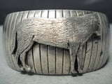 Unique Carved Work Vintage Native American Navajo Sterling Silver Coyote Bracelet-Nativo Arts