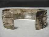 So Detailed!! Vintage Native American Navajo Sterling Silver Hand Tooled Bracelet Old-Nativo Arts