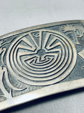 Important Vintage Native American Hopi Signed Sterling Silver Kokopelli Maze Buckle-Nativo Arts