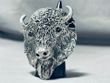 One Of A Kind San Felipe Signed Sterling Silver Buffalo Huge Ring-Nativo Arts