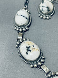 Fabulous Native American Navajo White Buffalo Turquoise Sterling Silver Necklace & Earrings Set-Nativo Arts