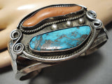 Tremendous Vintage Native American Navajo Blue Diamond Turquoise Sterling Silver Bracelet Old-Nativo Arts