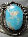 For Larger Wrist Vintage Native American Navajo #8 Turquoise Sterling Silver Bracelet Old-Nativo Arts
