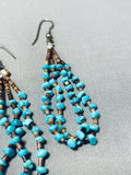 Amazing Vintage Native American Navajo Turquoise Heishi Sterling Silver Earrings-Nativo Arts