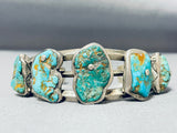 Herm Smith Vintage Native American Navajo 5 Royston Cerrillos Turquoise Sterling Silver Bracelet-Nativo Arts