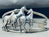 Detailed Intricate Vintage Native American Navajo Horse Sterling Silver Bracelet-Nativo Arts