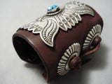 Huge Detailed Vintage Native American Navajo Deep Blue Turquoise Sterling Silver Ketoh Bracelet-Nativo Arts