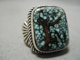 Museum Quality Vintage Native American Navajo Green Turquoise Sterling Silver Ring-Nativo Arts