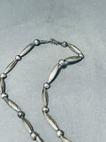 Rare Longer Vintage Native American Navajo Turquoise Torpedo Sterling Silver Necklace Old-Nativo Arts