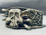 170 Gram Vintage Native American Navajo Skullbones Sterling Silver Bracelet Cuff-Nativo Arts